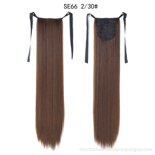 Wholesale Cheap Price 22 Inch Long Straight Natural Ponytail Hair Piece For Women Chorliss Synthetic Ponytail Hair Extension